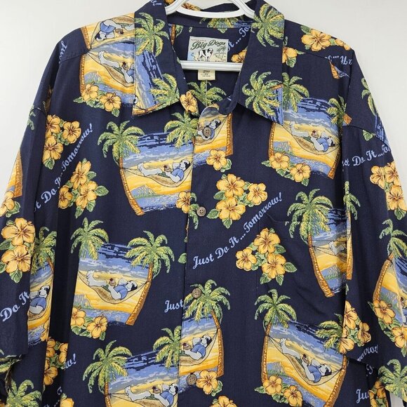 Big Dogs Just Do It Tomorrow Hawaiian Button-Up Shirt Men’s Size 2X NEW Beach - Picture 3 of 10